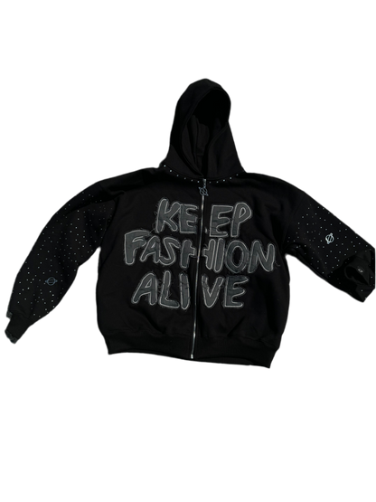 KFA RHINSTONE HOODIE BLACK